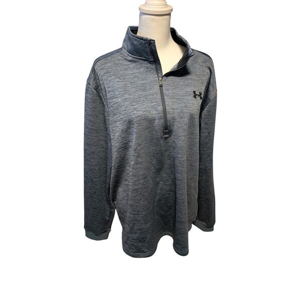 Under Armour Men's ColdGear XXL Blue Quarter-Zip Pullover Outdoor Jacket Shirt - Picture 3 of 6